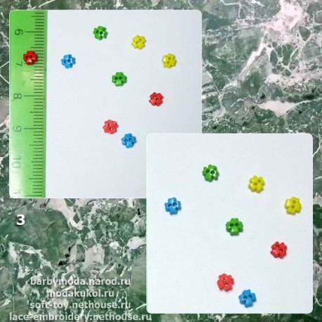Декоративные фигурные пуговки №3 - цветочки 4 мм 60шт