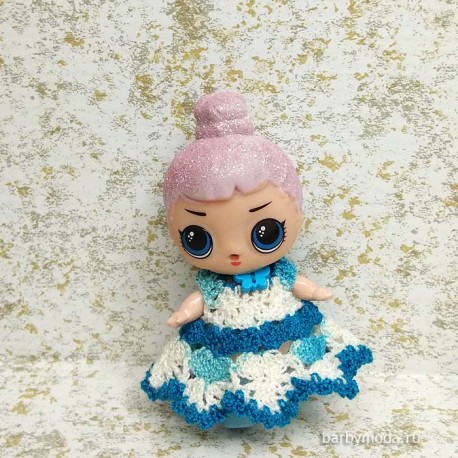 Вязаное платье  для кукол лол № 1
